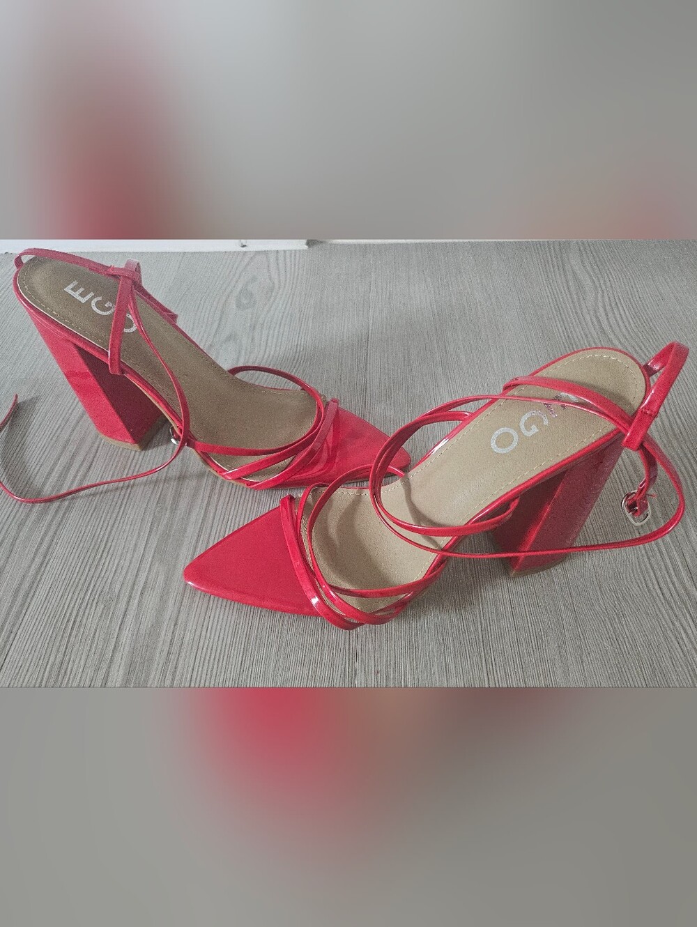 EGO Red Strappy Block Heel Sandals